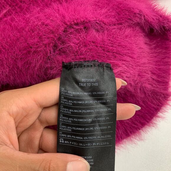 Volcom Sweater Womens S Small Cerise Fuzzy Clued 2 You V Neck Cropped Pullover - Picture 9 of 13